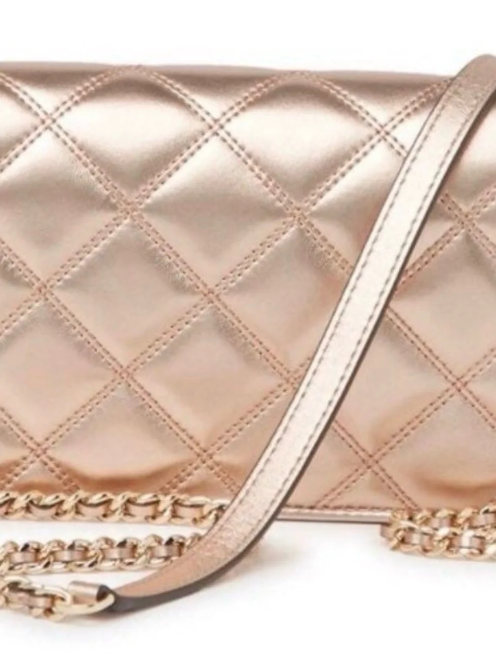 Tory Burch Metallic Rose Gold Quilted Crossbody